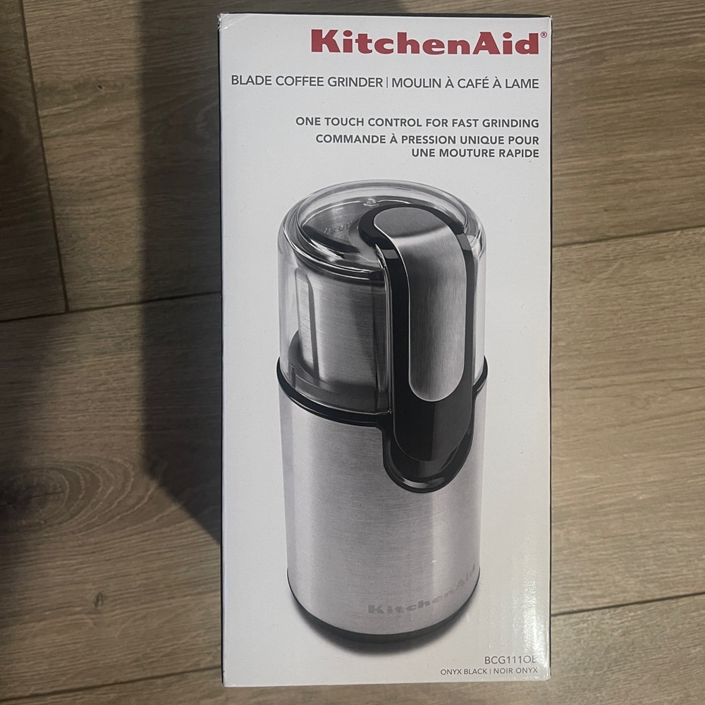 Brand new Kitchenaid silver coffee grinder